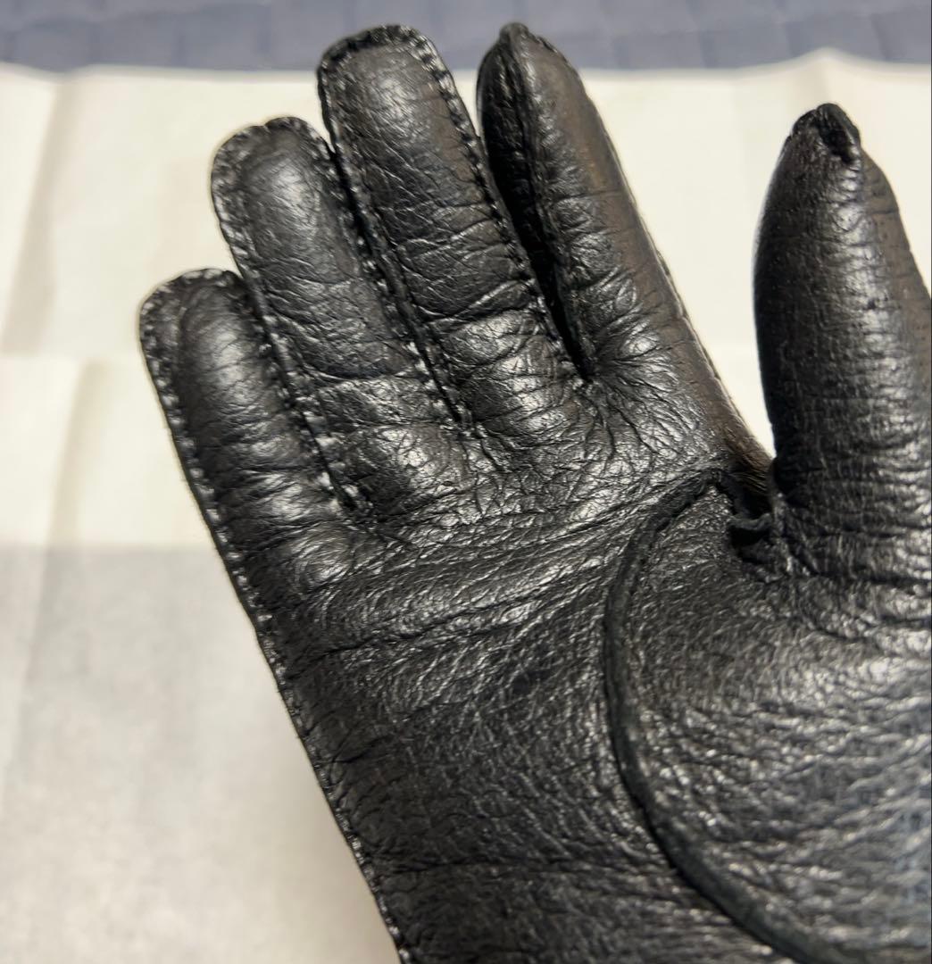 黒いレザー 手袋 イタリア製　カシミヤ裏地付き サイズ8 1/2