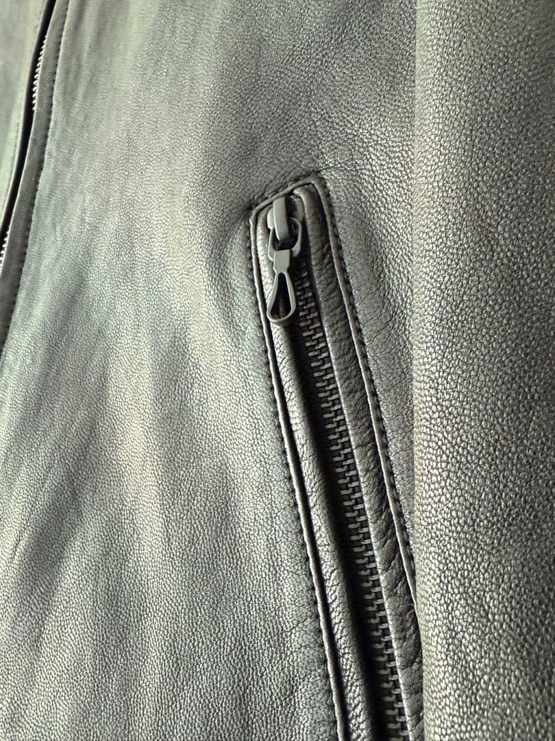 nano・universe ゴートレザー 山羊革 シングルライダースジャケット