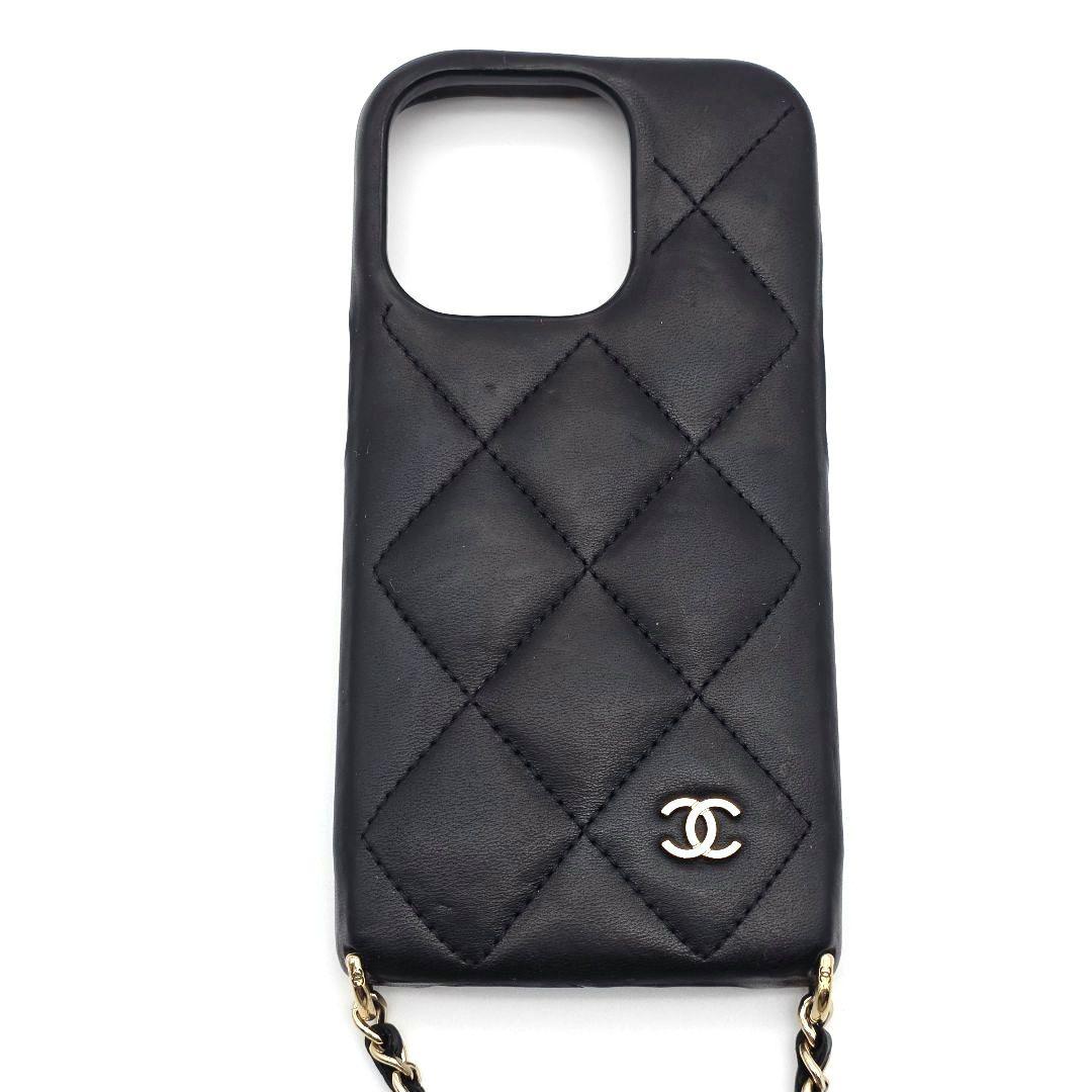 CHANEL iphone14pro ケース マトラッセ チェーン ココマーク