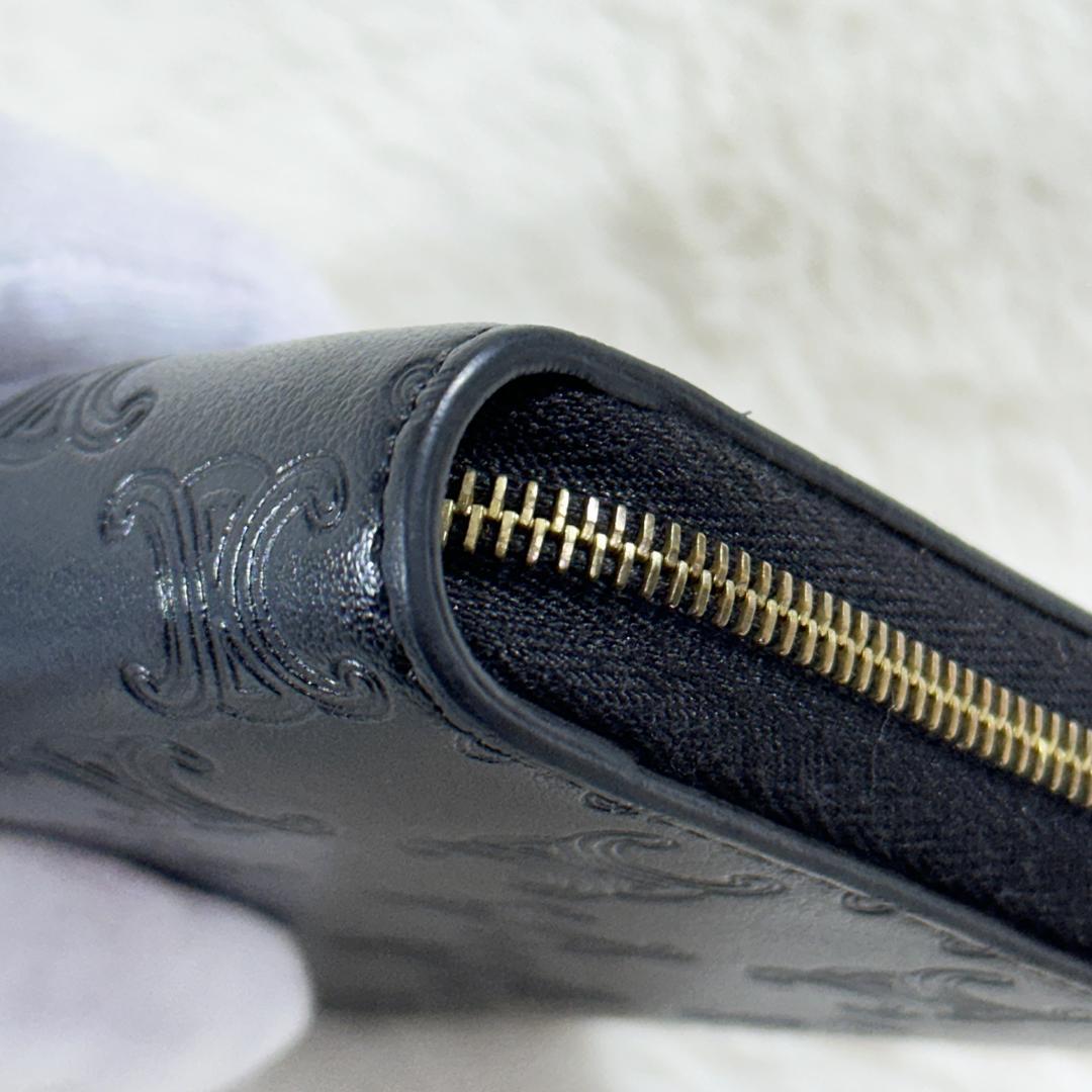 CELINE ケース トリオンフ レザー 黒 型押し 箱付き