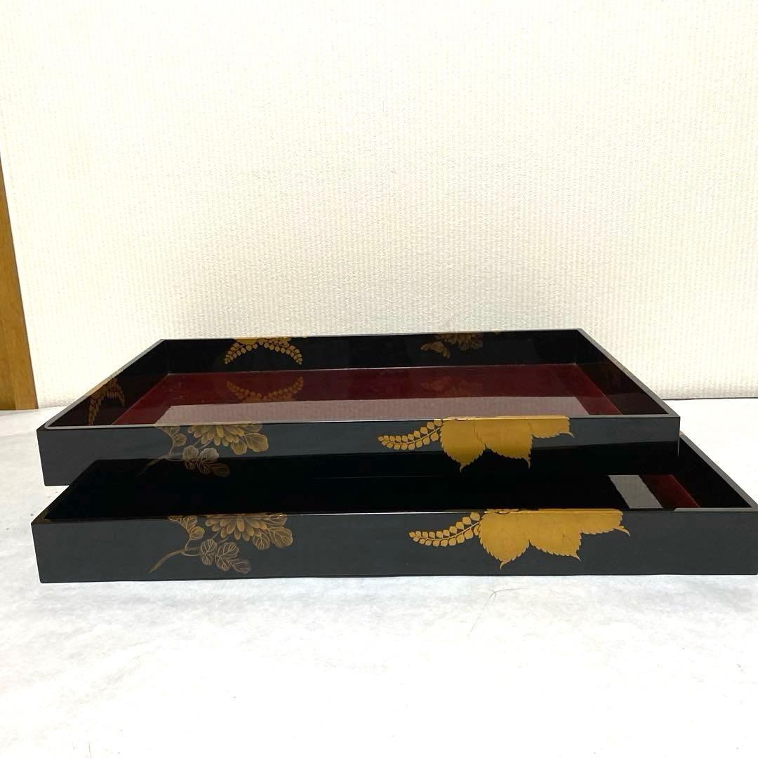 広蓋？運び盆？蒔絵模様2点