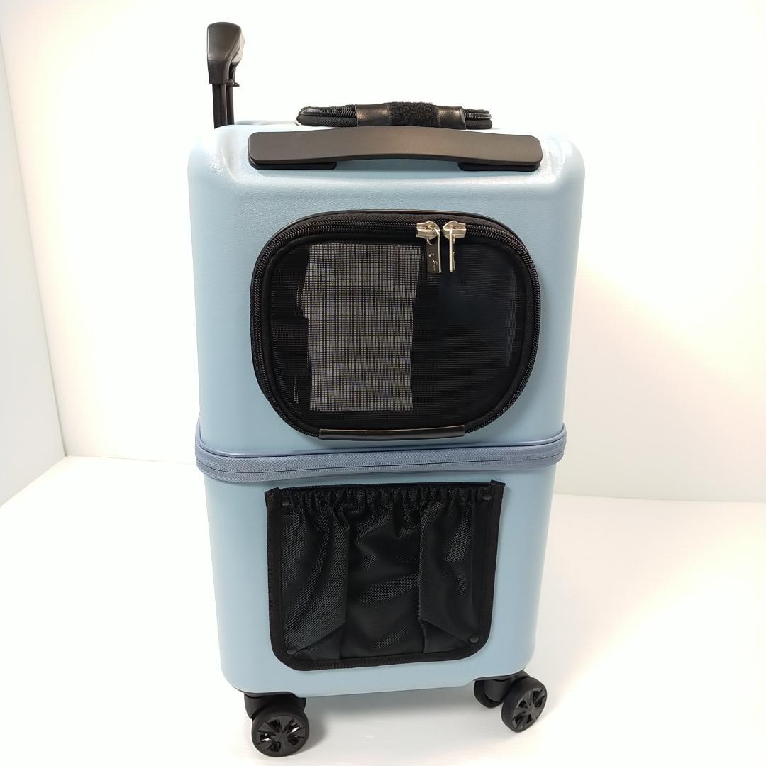 美品 ペットキャリー スーツケースタイプ ペチコ Mサイズ ブルー 3001-M