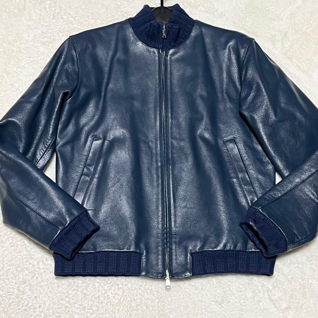 完売品　チンクアンタ×ドレステリア　レザージャケット　ネイビー　イタリア製
