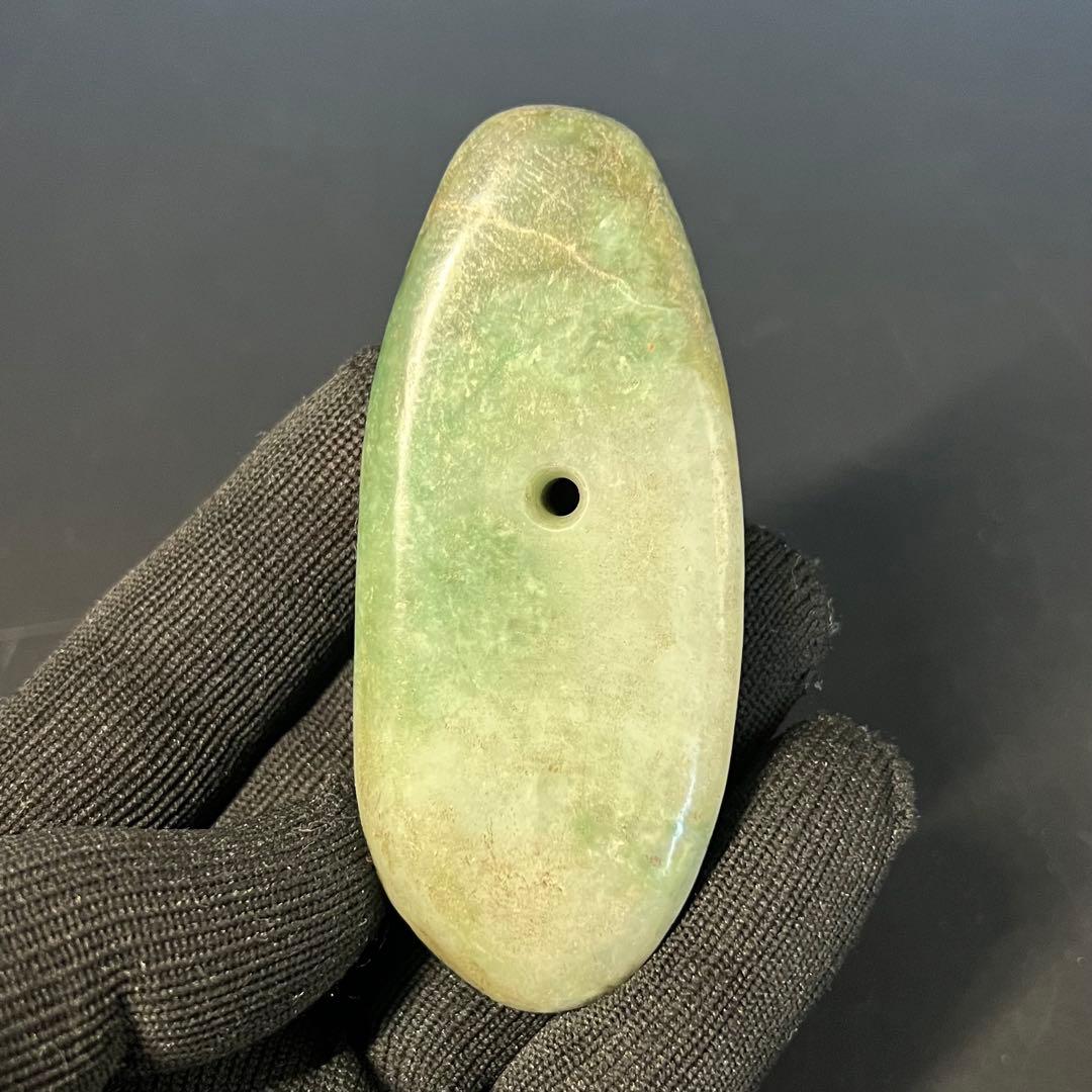 ◎縄文 本翡翠 大珠 呪術具◎ 祭祀具 硬玉 重量143g ◎ 古美術 庵々