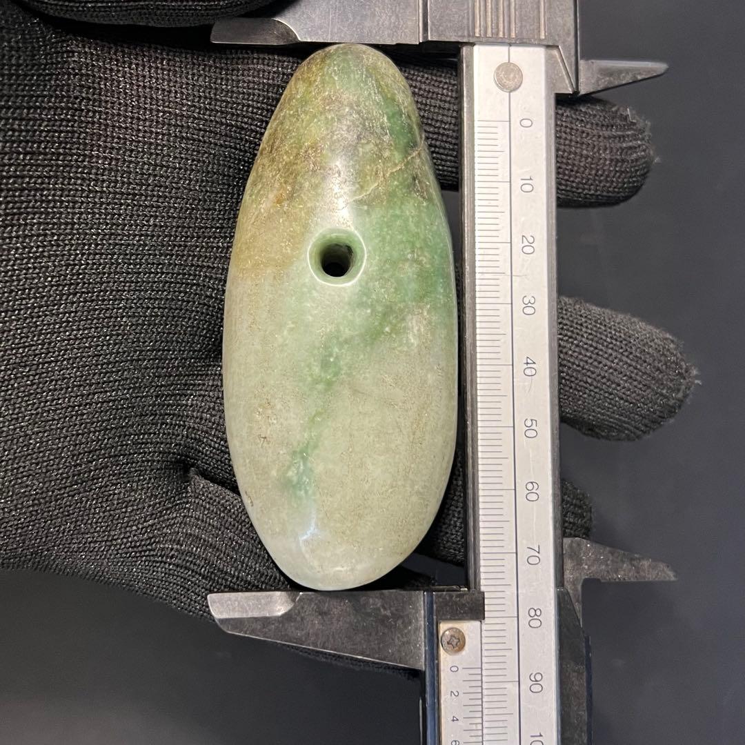 ◎縄文 本翡翠 大珠 呪術具◎ 祭祀具 硬玉 重量143g ◎ 古美術 庵々