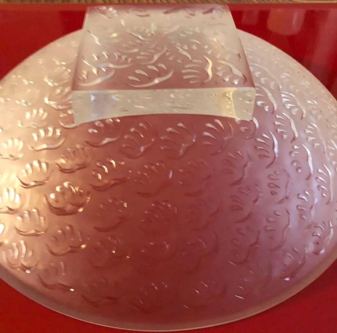 LALIQUE クリスタル 大型サービングプレート 葉/羽根 モチーフ30 cm