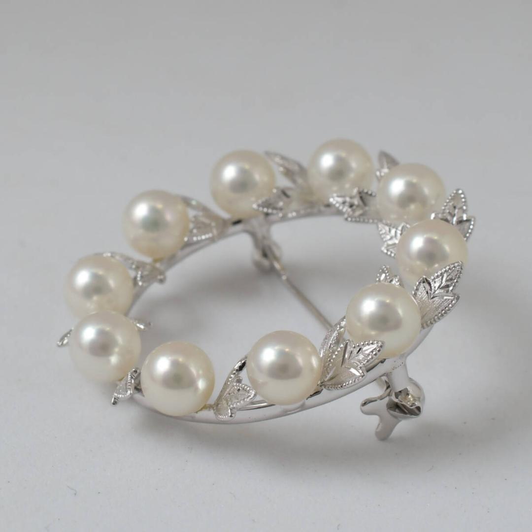 MIKIMOTO 10P パール ベビーパール 真珠 ブローチ 月桂樹