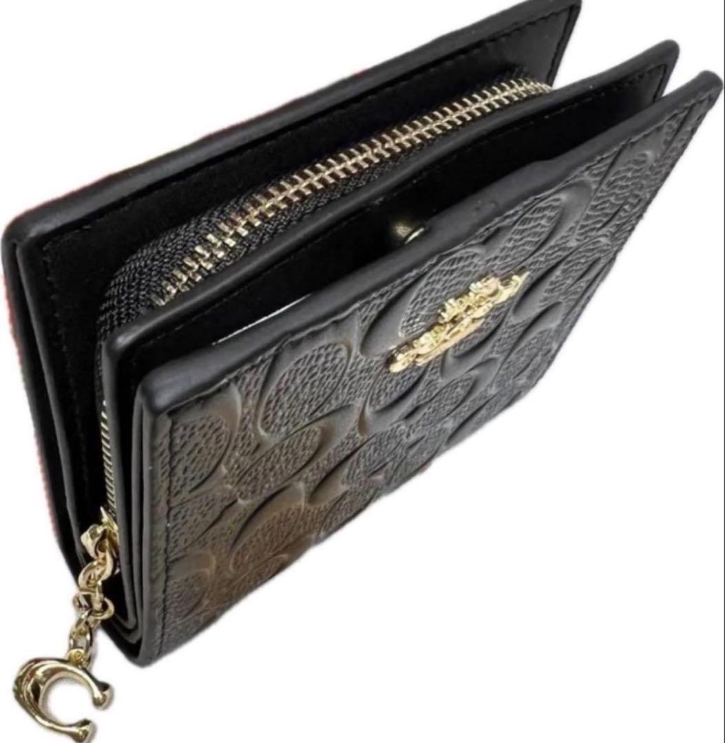 コーチ ミニ財布 二つ折り キーホルダー COACH エンボスシグネチャー