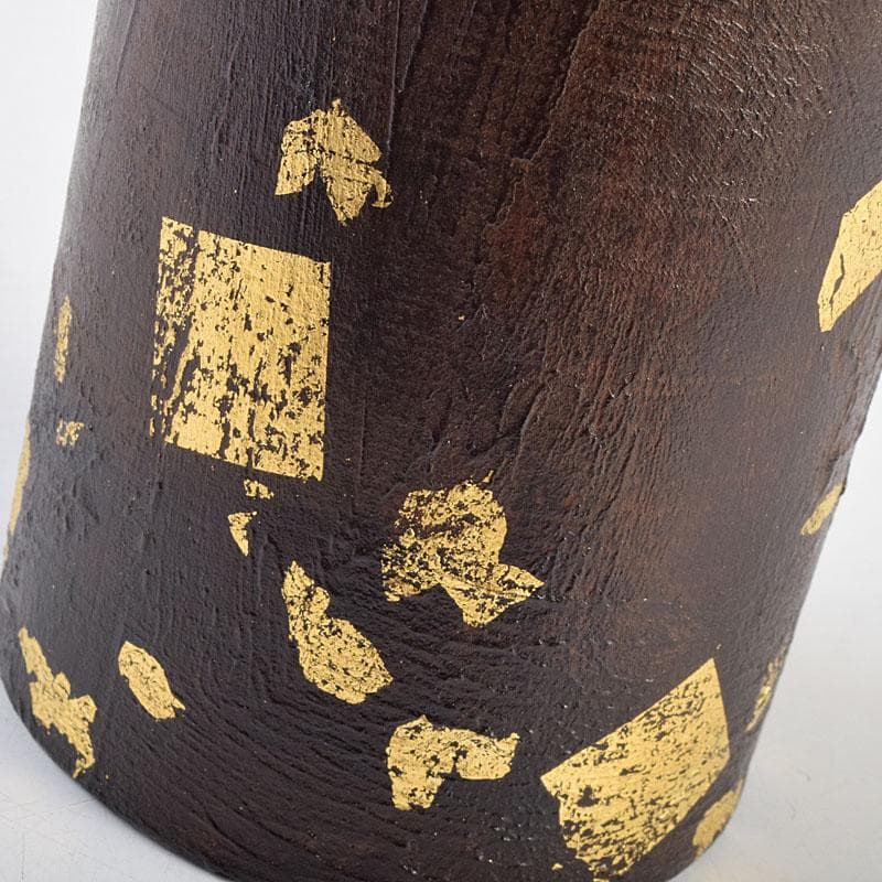 茶道具　漆芸家　難波仁斎作　金蒔絵　花入　掛花入　共箱　C　R9505