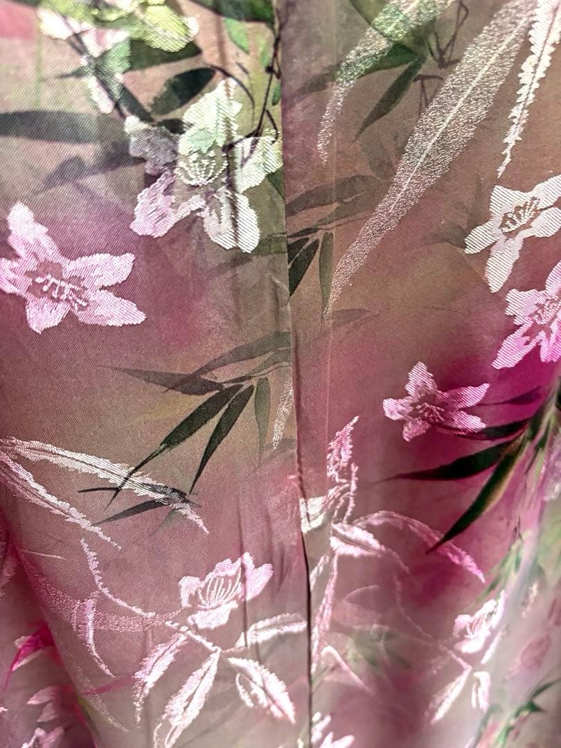 【桃色ワカメページ】ジャカード シルク チャイナドレス ロングワンピース