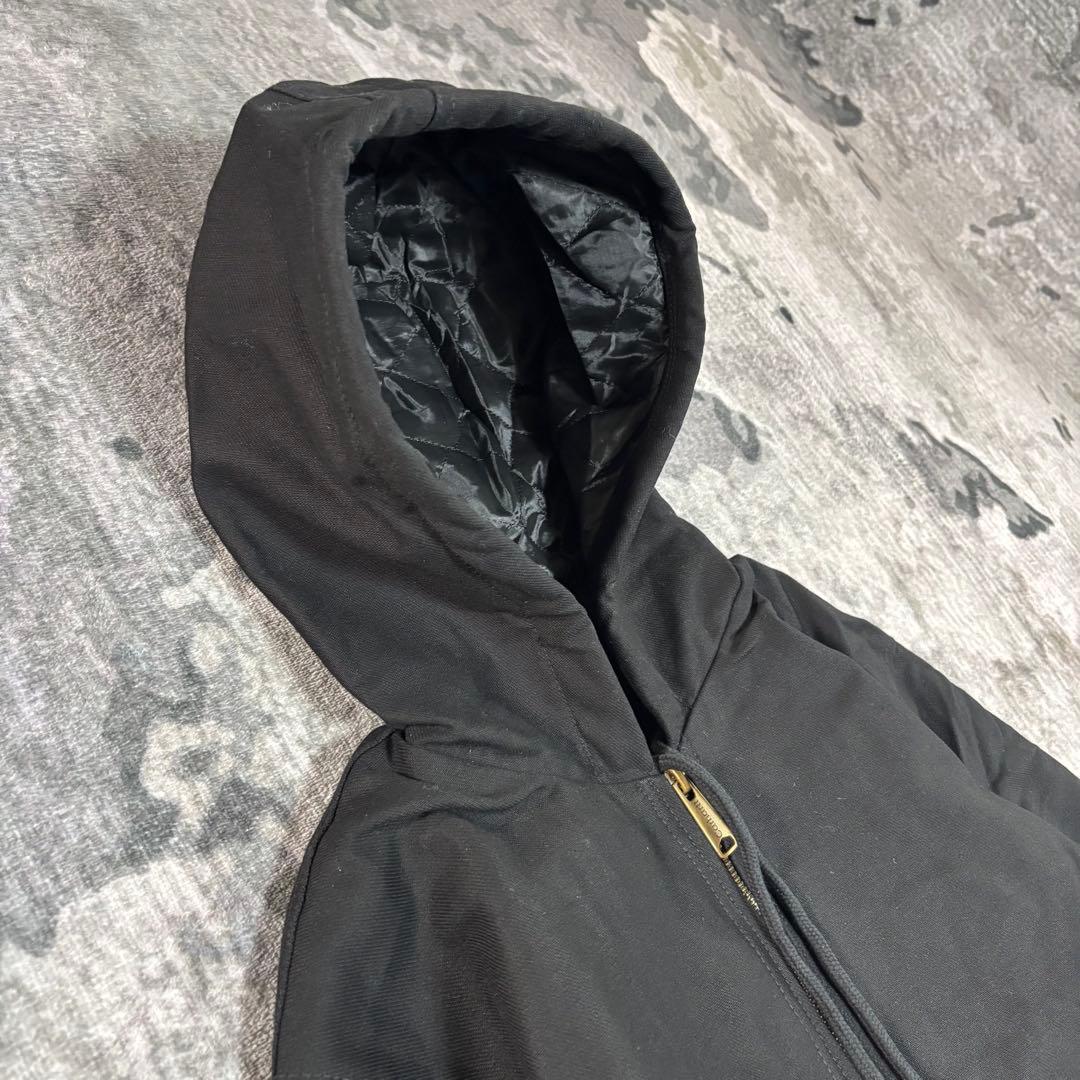 Carhartt フーディ Mサイズ キルティング レザーロゴ リワーク Y2K