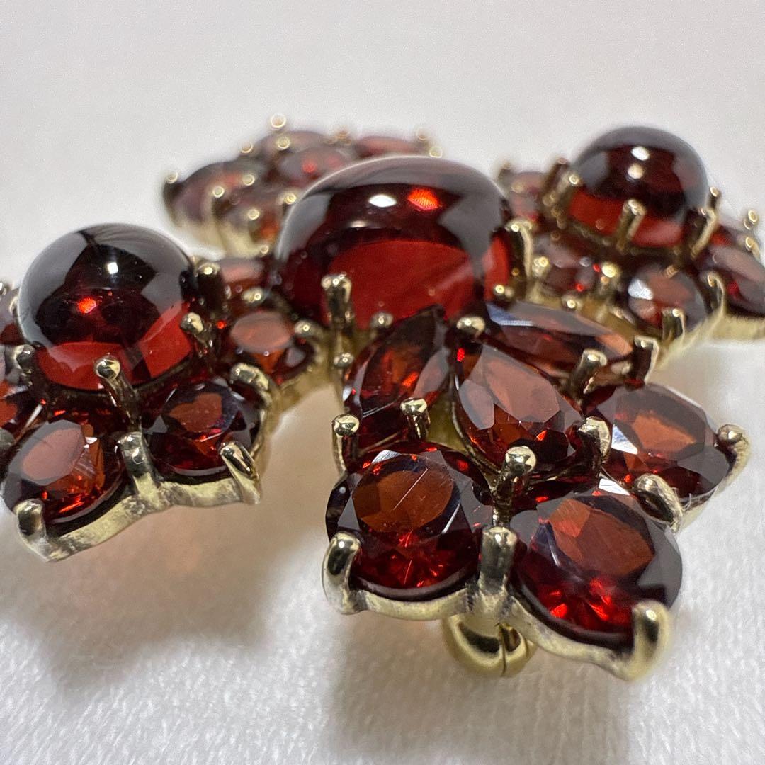 ロクザン SILVER925 ゴールドカラー ガーネット ペンダント ブローチ