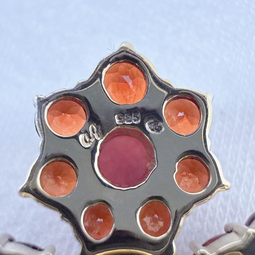 ロクザン SILVER925 ゴールドカラー ガーネット ペンダント ブローチ