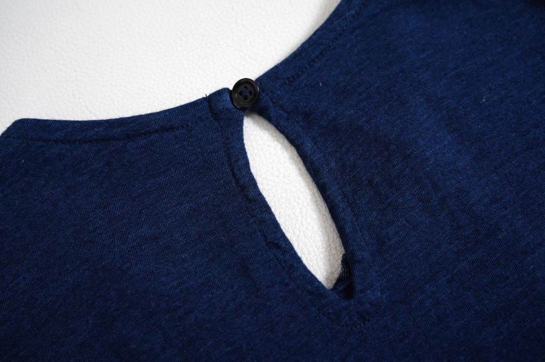 45R ハケ目カットワーク×天竺のキャミソール（インディゴ）.