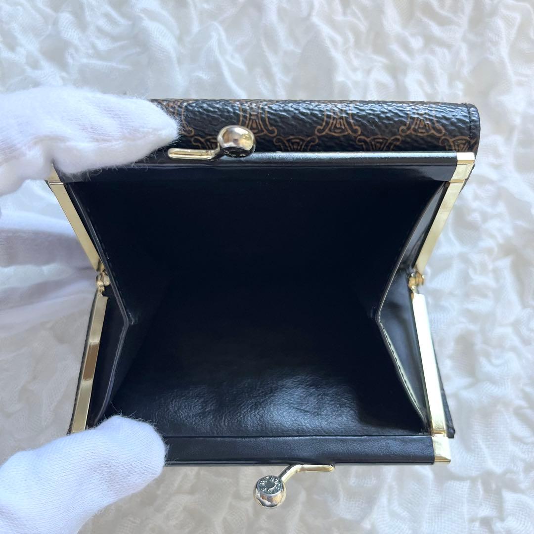 Old CELINE オールドセリーヌ 折り財布 がま口 黒マカダム ブラック
