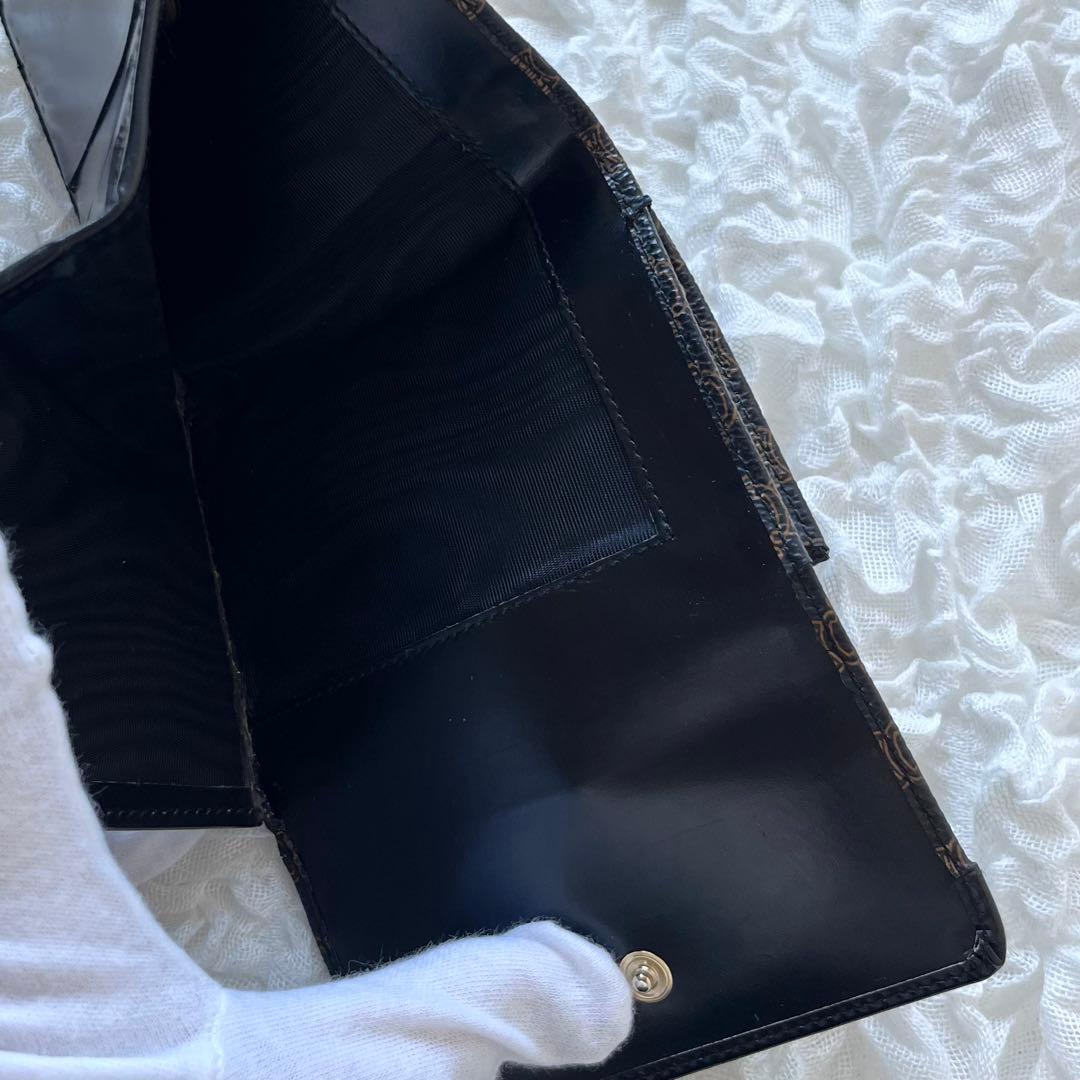 Old CELINE オールドセリーヌ 折り財布 がま口 黒マカダム ブラック
