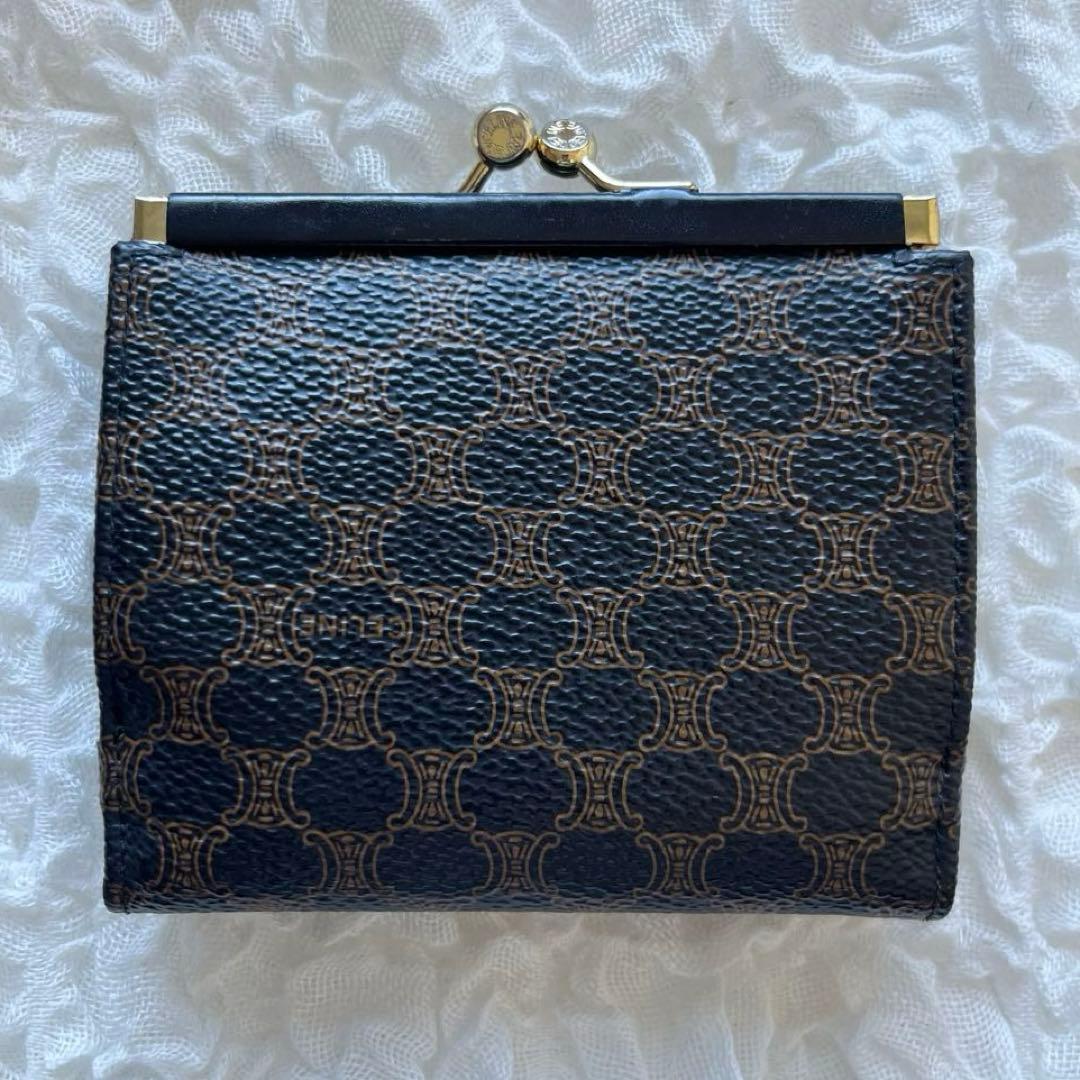 Old CELINE オールドセリーヌ 折り財布 がま口 黒マカダム ブラック