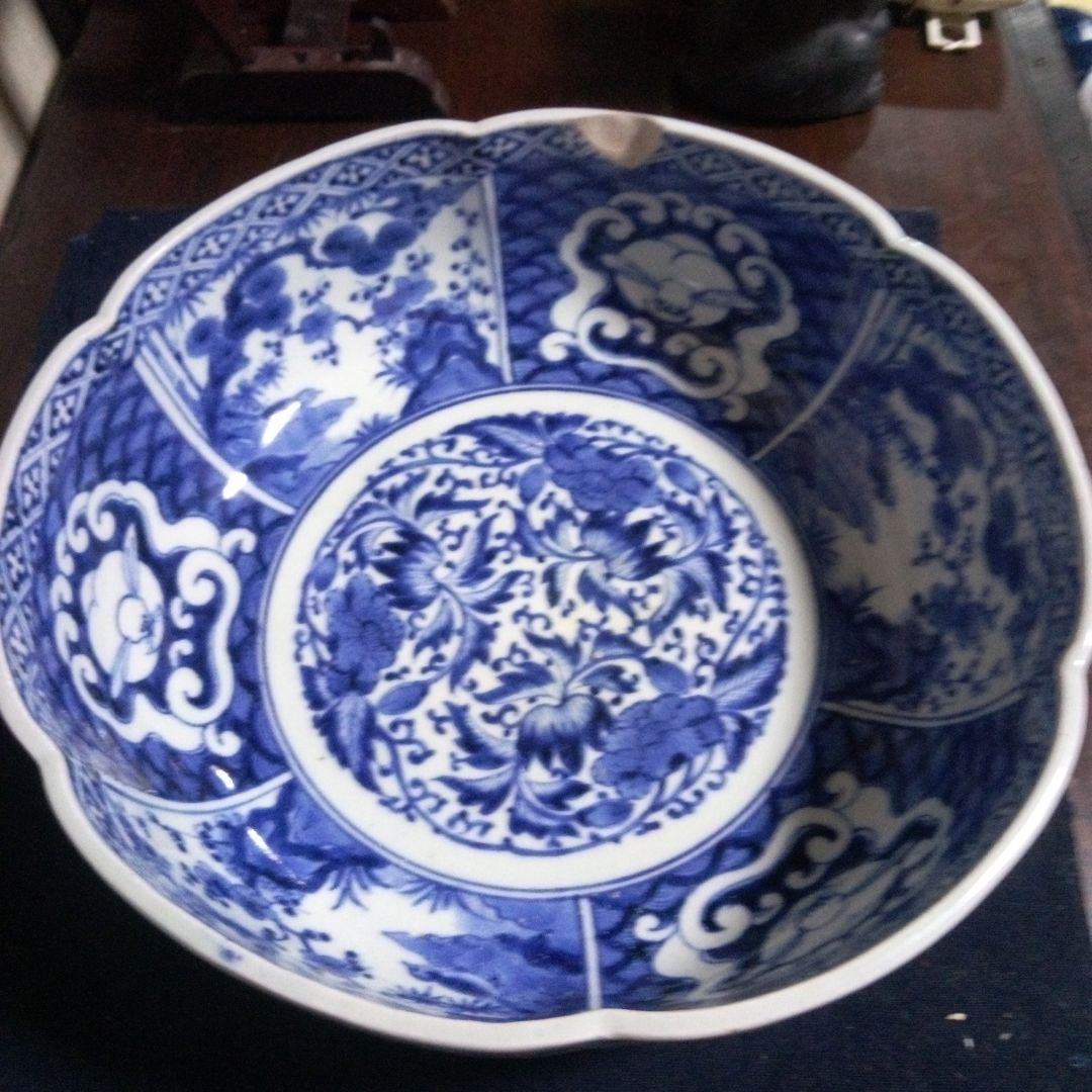 古伊万里　花唐草　うさぎ　大鉢