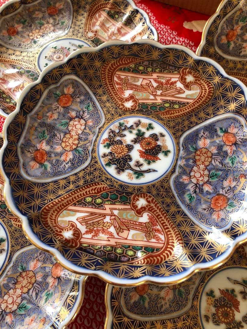 日肥其泉作 献上手古伊万里金彩皿5枚