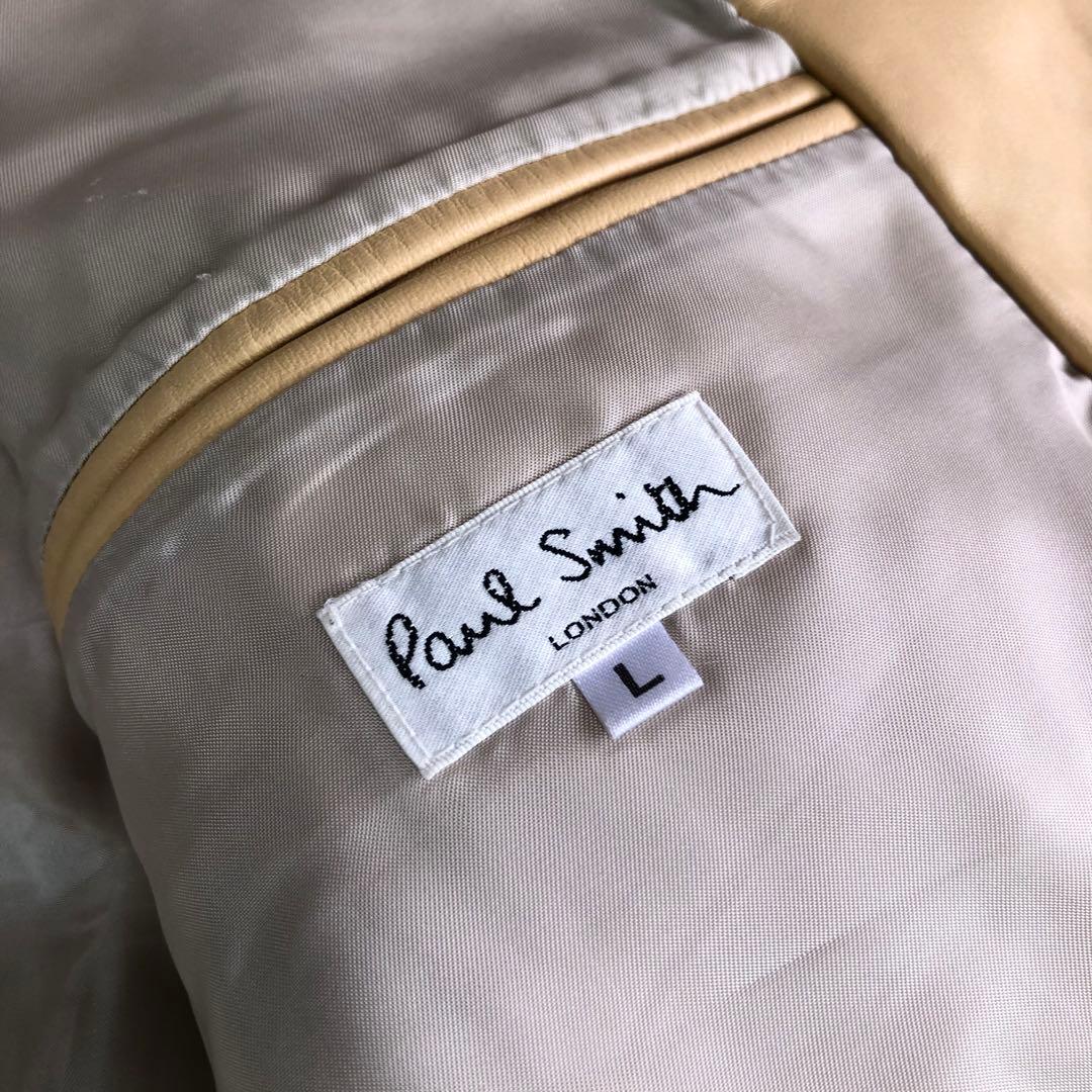 ポールスミス ライダースジャケット シングル 牛革 カウレザー ベージュ L