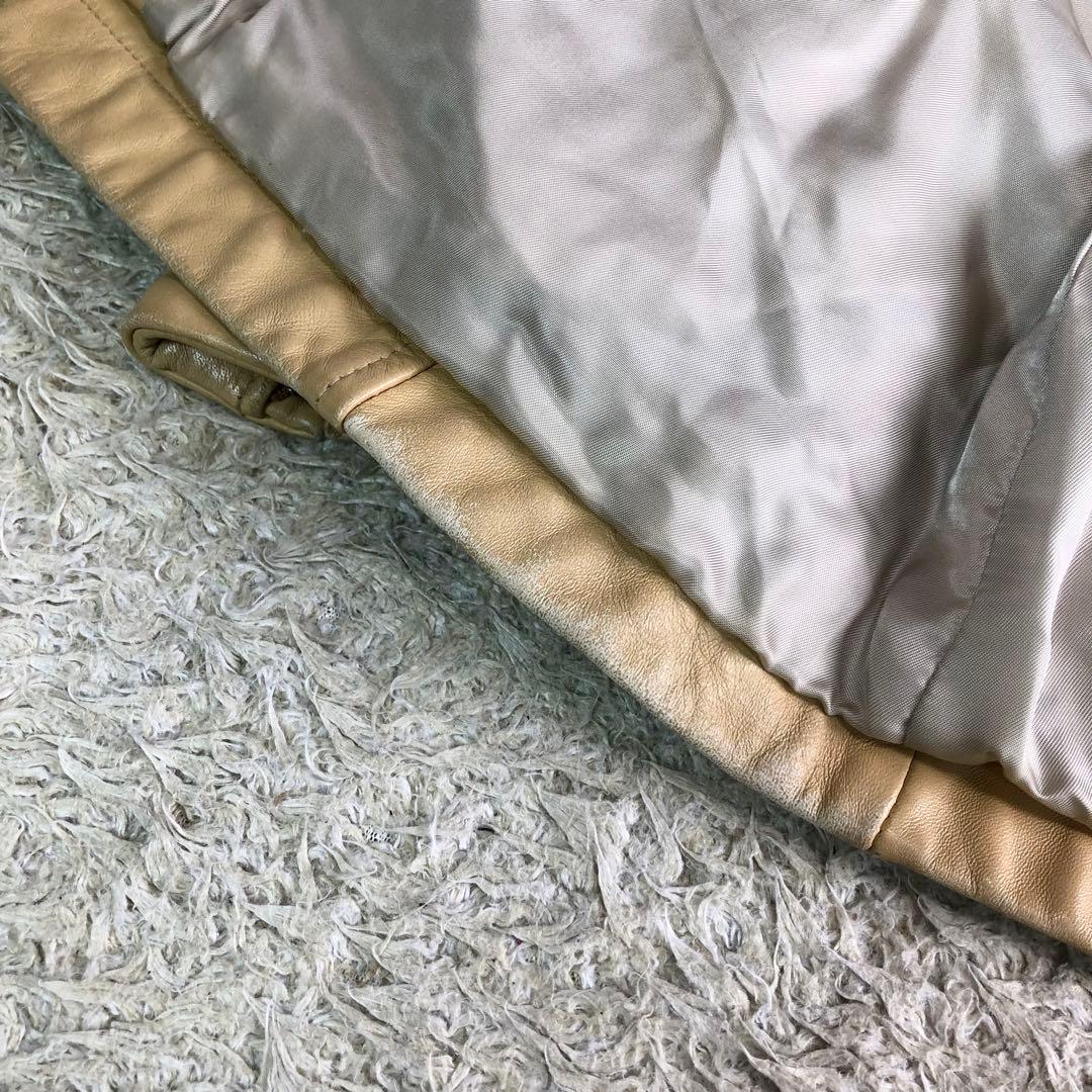 ポールスミス ライダースジャケット シングル 牛革 カウレザー ベージュ L