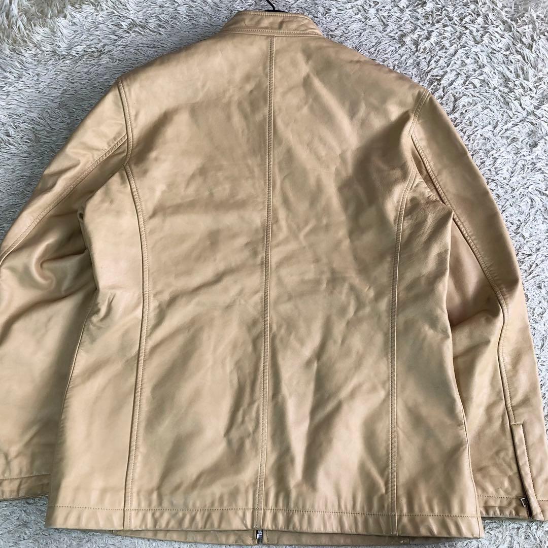 ポールスミス ライダースジャケット シングル 牛革 カウレザー ベージュ L