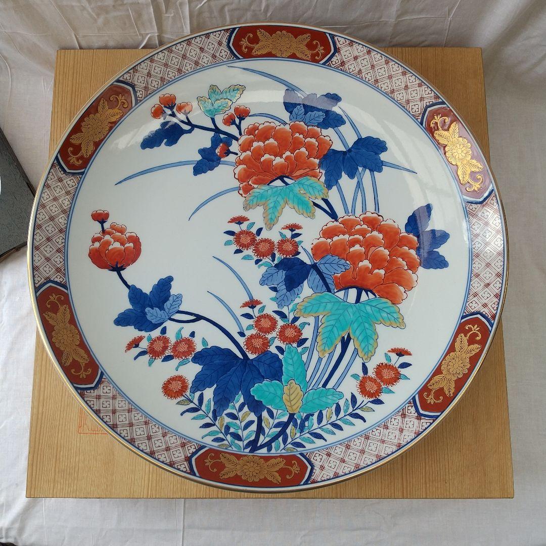 有田焼 哲山作 １尺5寸 色絵大額皿 【大作】収蔵品