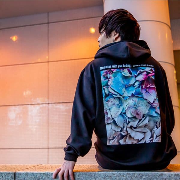 優里 ドライフラワー パーカー ブラック Lサイズ