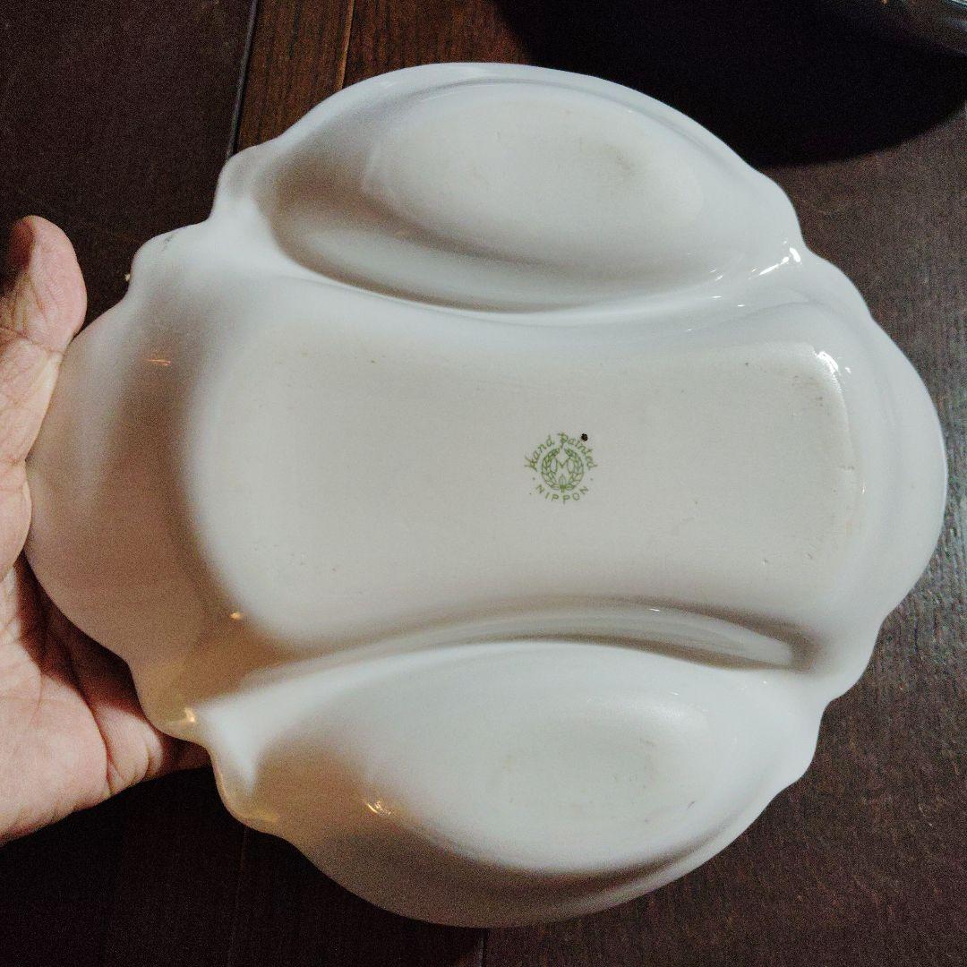 森村製オールドノリタケ赤いバラ柄の陶器菓子器