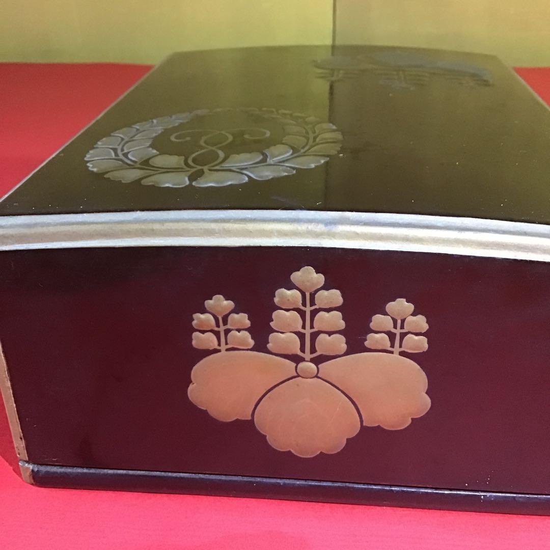 金泥高盛　五七の桐家紋　漆塗　明治期　　　za-1