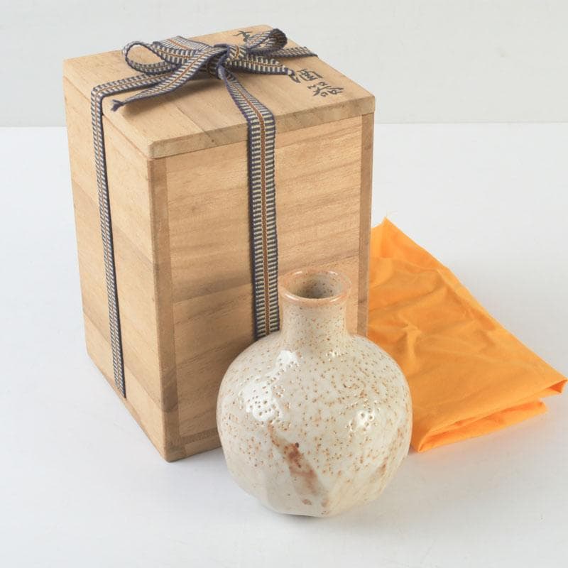 北大路魯山人作　志野焼　徳利　酒器　竹腰長生極め箱　V　9610