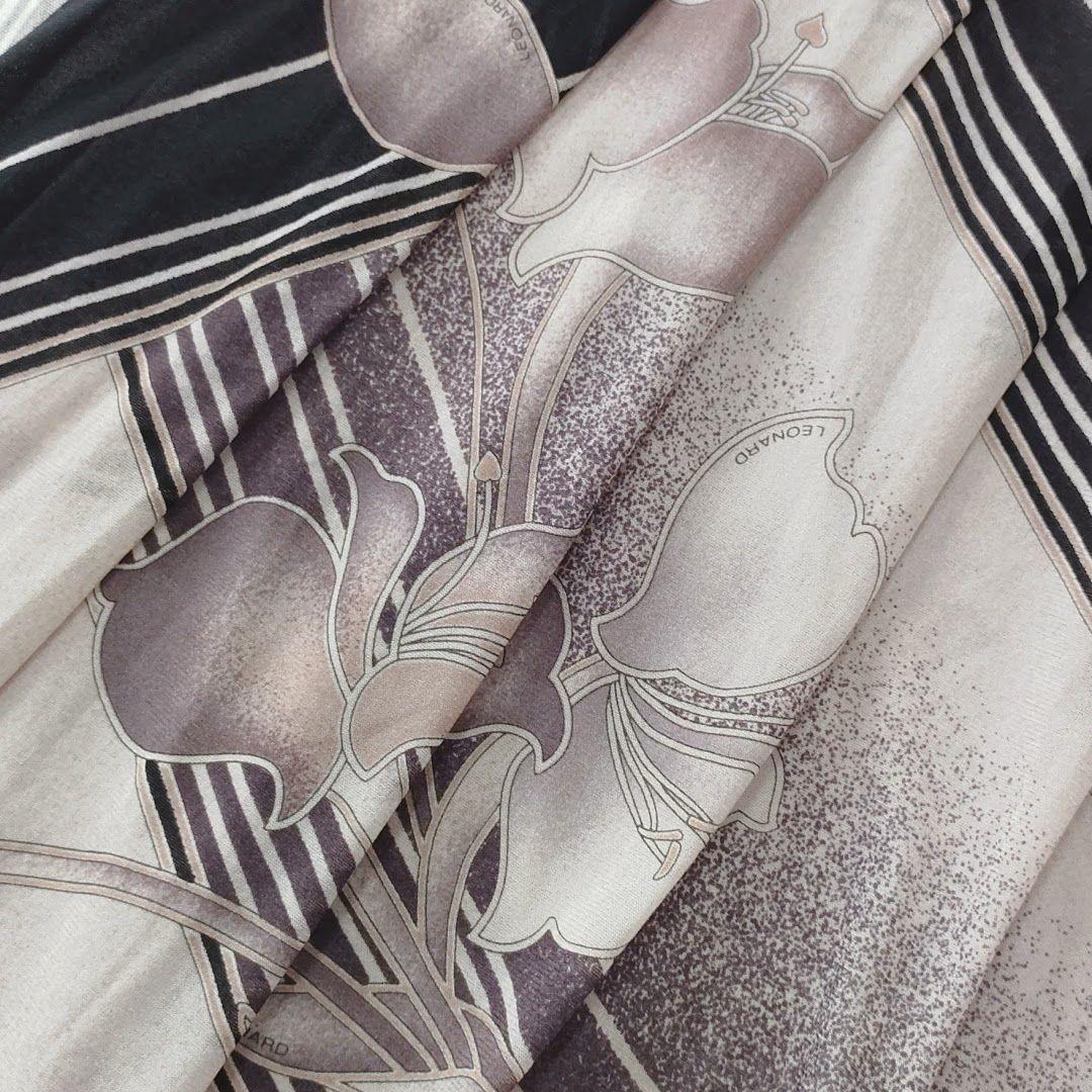 ★極美品★LEONARD/レオナール＊総柄＊カンカン素材＊スカート＊70/L相当