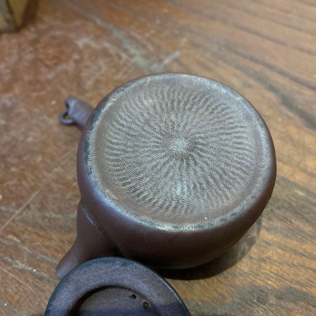 庄造作萬古焼朱泥金彩色絵草花文急須 煎茶道具