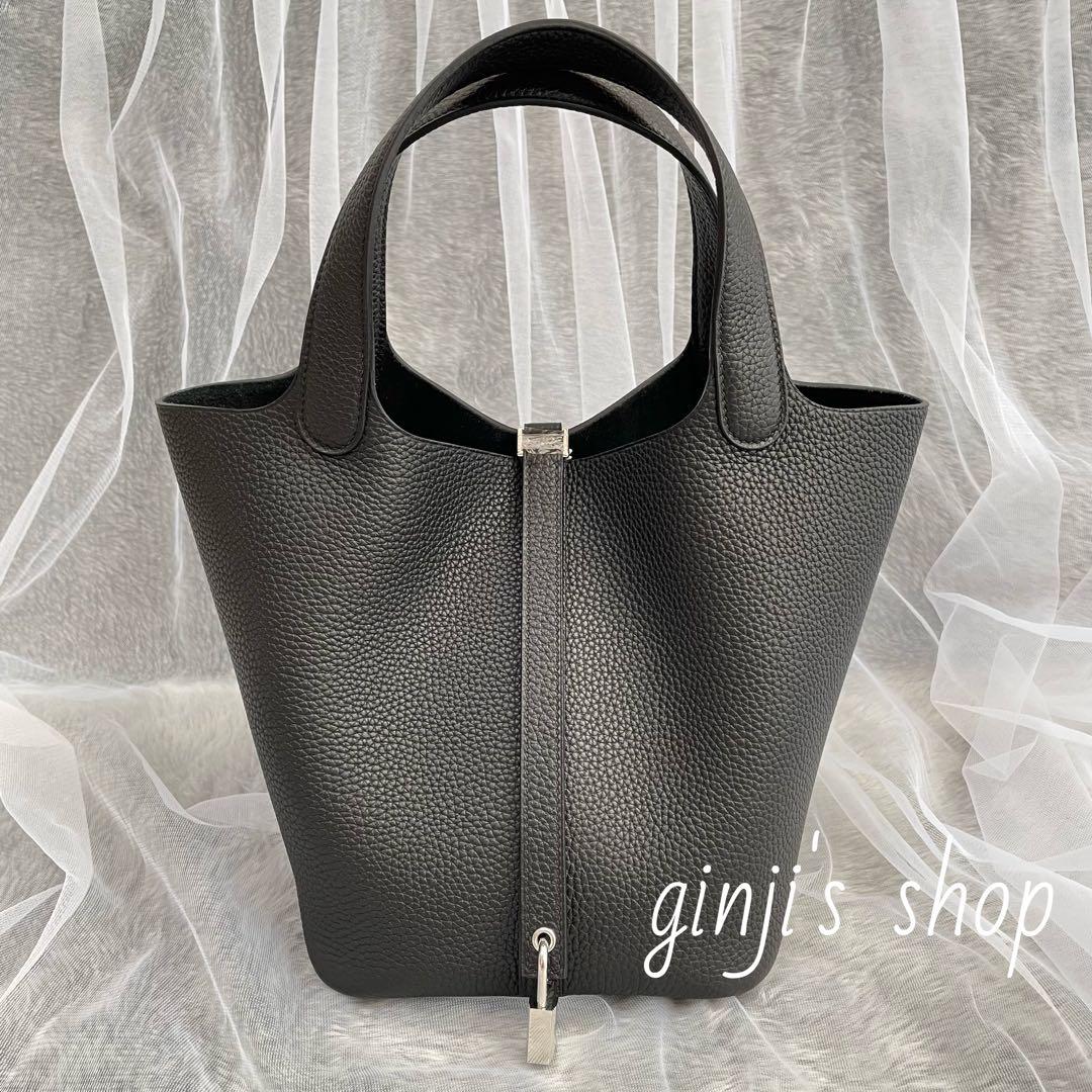 プレミアム 本革 キューブバッグ ハンドバッグ MM ブラック シルバー金具