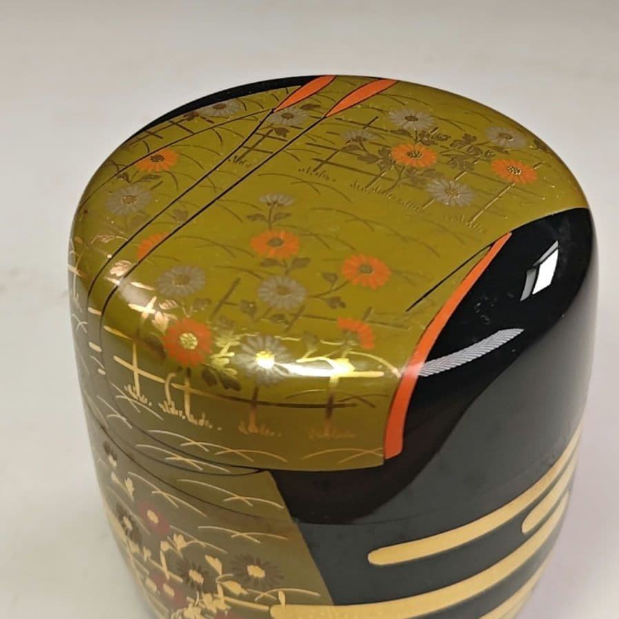 イ820 棗『奥津一心斉作』『誰が袖棗 蒔絵　四季　共箱』茶道具　漆塗