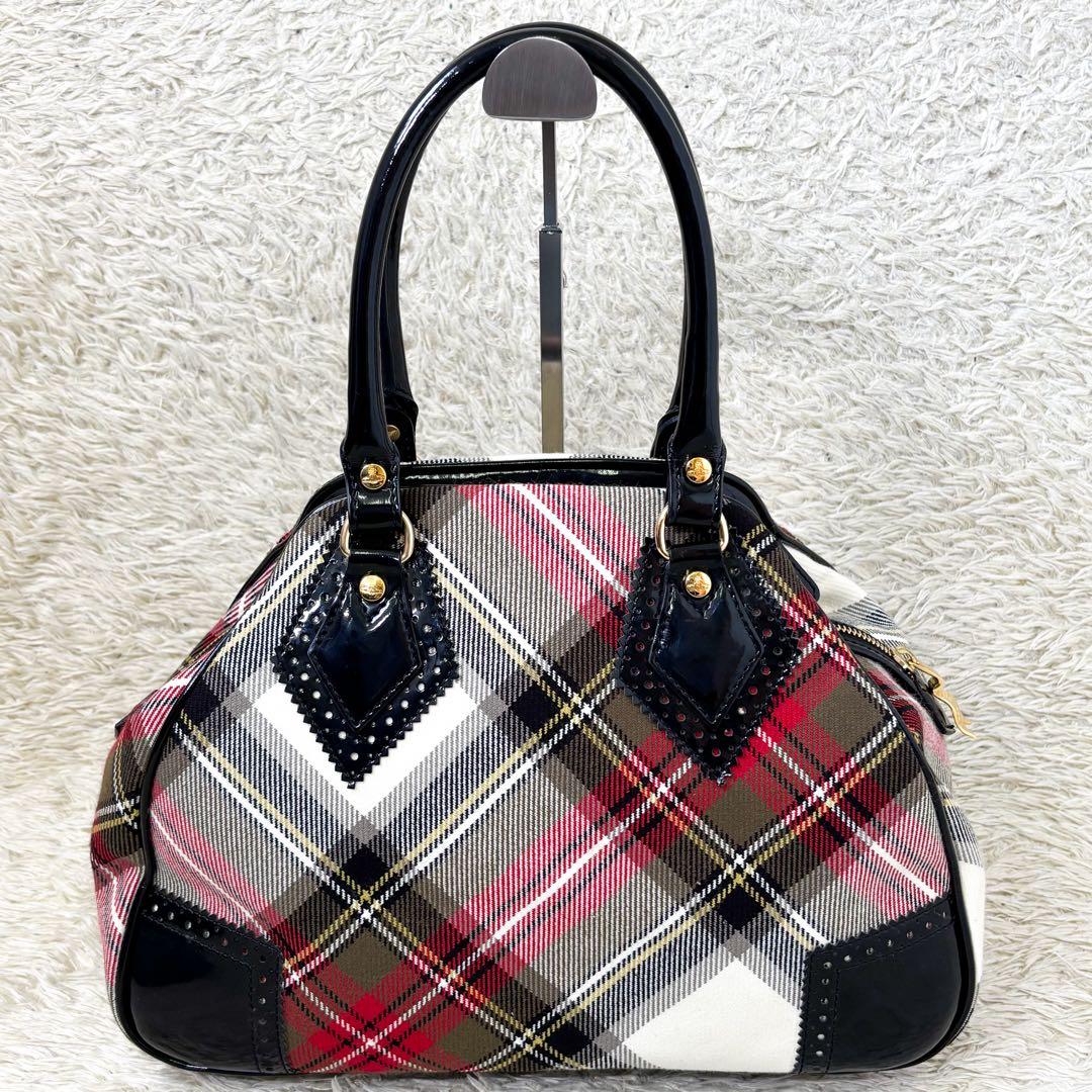 【極美品】ヴィヴィアンウエストウッド ハンドバッグ ヤスミン チェック パテント