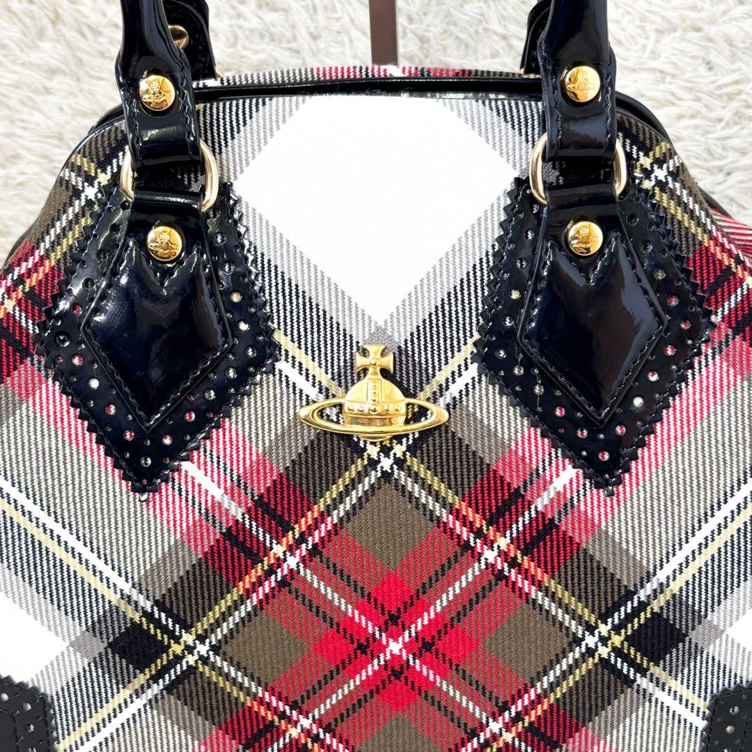 【極美品】ヴィヴィアンウエストウッド ハンドバッグ ヤスミン チェック パテント