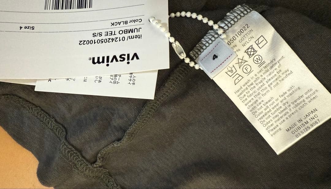 VISVIM FIL JUMBO ロゴプリントTシャツ クルーネック　ブラック