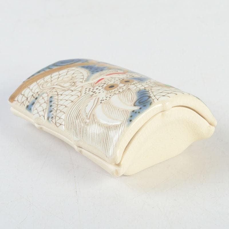 茶道具　萬古焼　加賀瑞山造　干支絵　辰　凧香合　共箱　V　9658