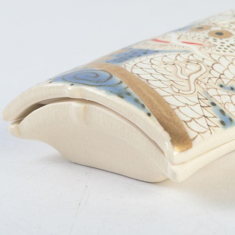 茶道具　萬古焼　加賀瑞山造　干支絵　辰　凧香合　共箱　V　9658