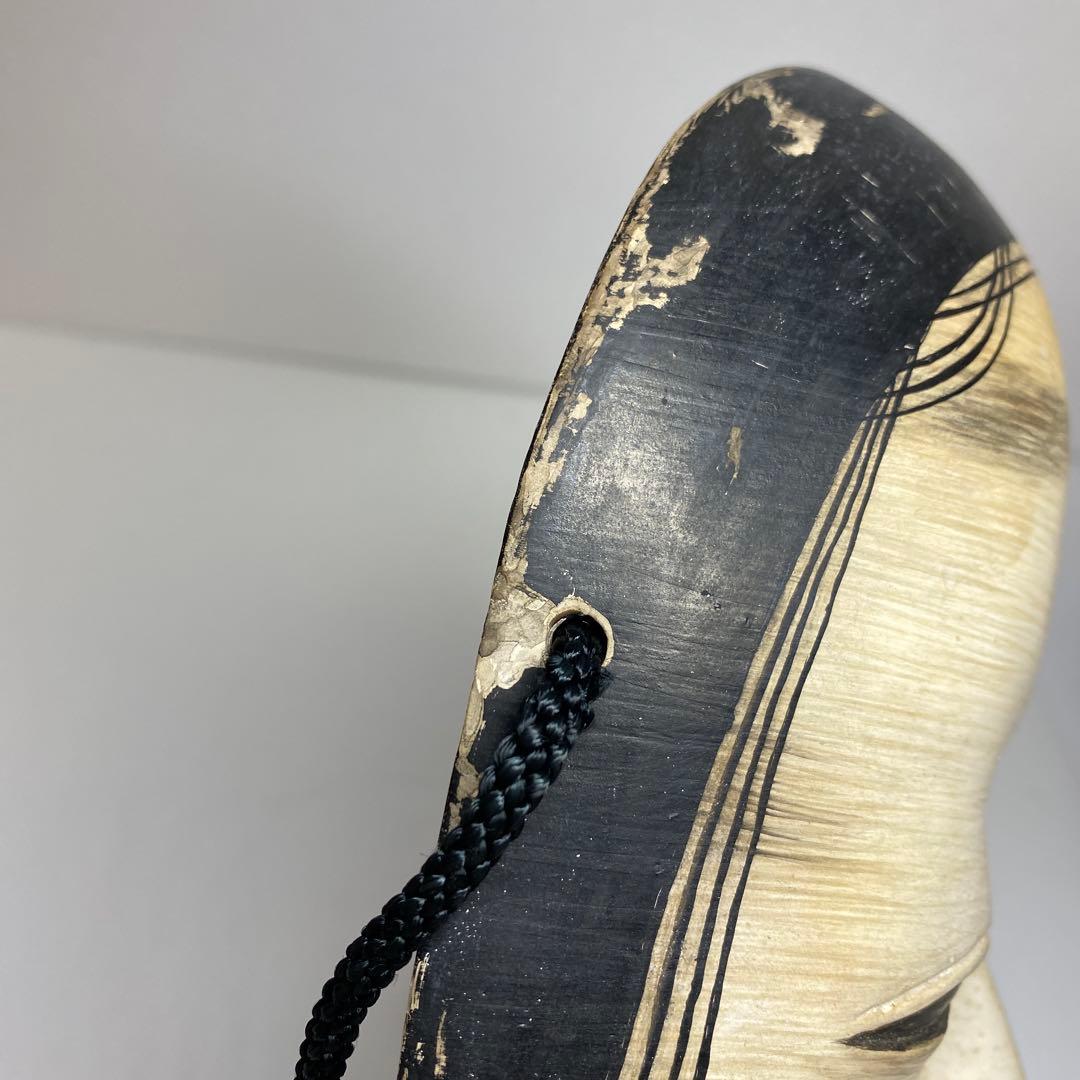 在銘　木彫　小面　能面　木箱　シルク袋付　トヒオ　東さ7-1104☆2F