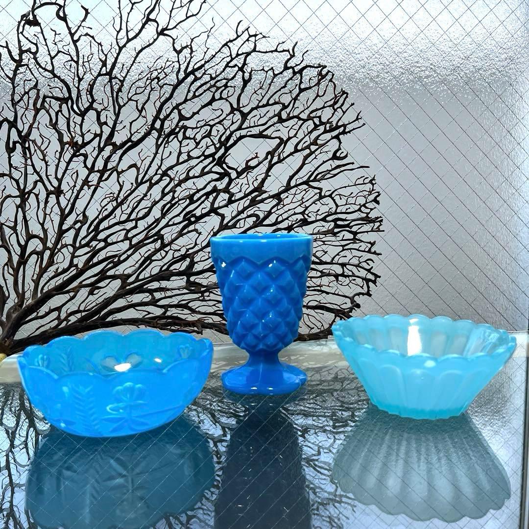 骨董　時代ガラス　希少練りガラス　花底　ダイヤ柄　筒型　氷コップ　ゴブレット１客