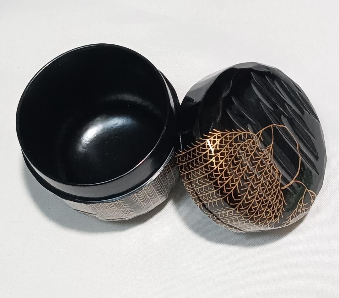 茶道具　山中塗蒔絵師　道場宗廣作　折撓柳蒔絵棗　折ダメ棗　美品！！