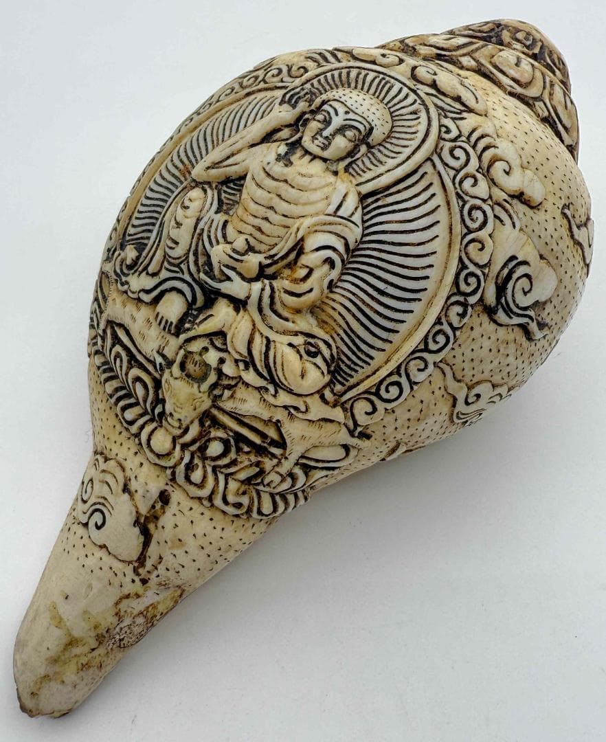 ◆チベット密教法具　法螺貝（シャンカ）ミラレパ