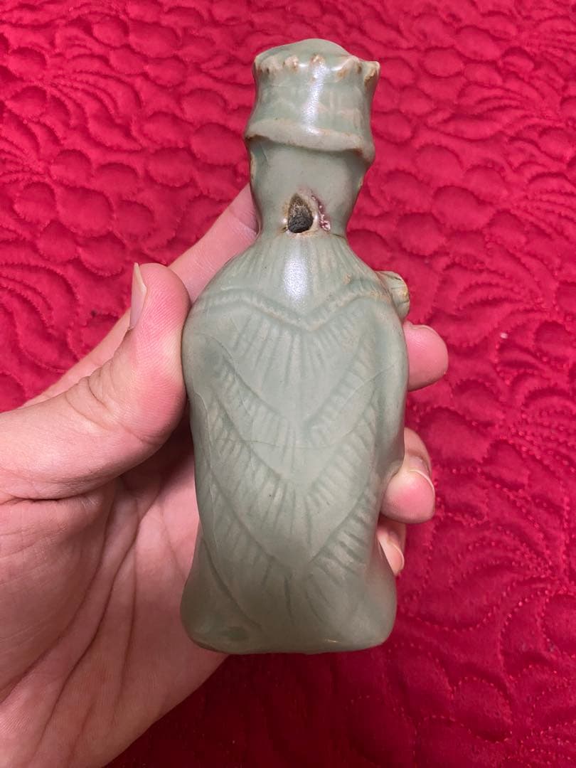 12世紀 高麗青磁 文官形水滴　 (検/文房具李朝徳利酒器新羅唐津古宋備前）