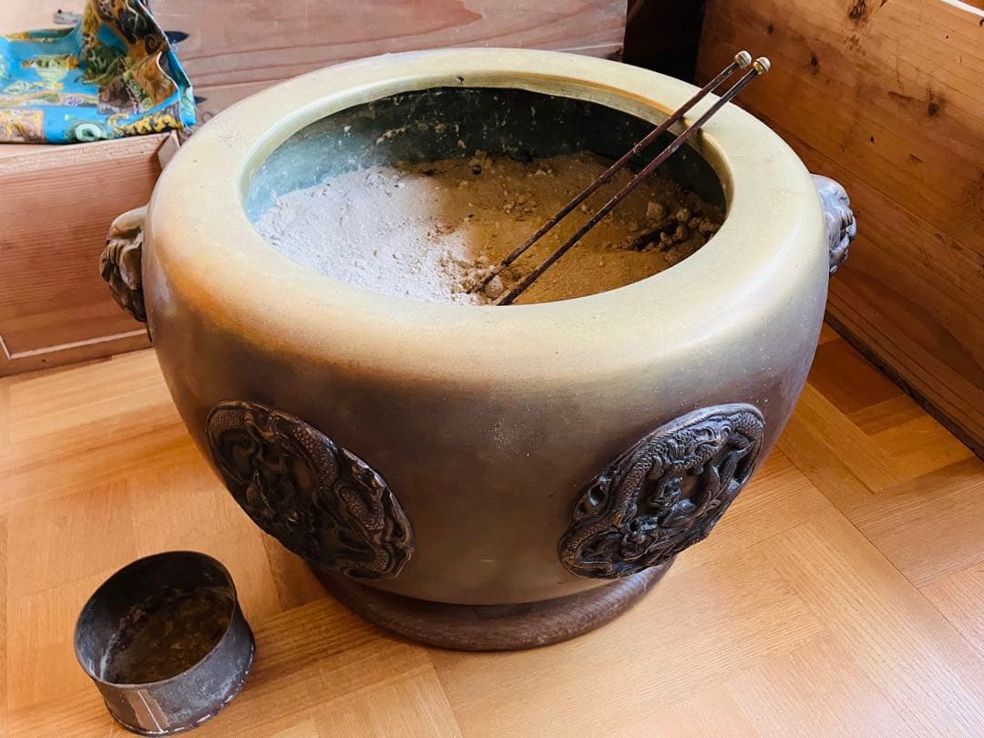 火鉢 獅子耳 龍装飾 アンティーク 骨董 古道具 古民具 明治 大正