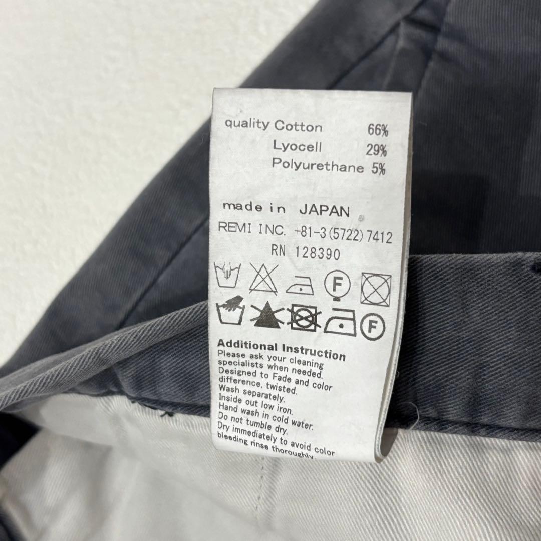 レミレリーフ　美品 ウォッシュ加工 ストレッチ チノ スリム テーパード パンツ