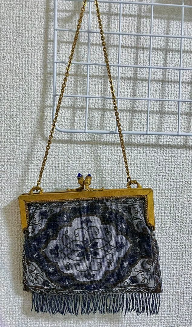 メタルビーズバッグ　パーティーバッグ　フリンジ　美品　アンティーク　ヴィンテージ