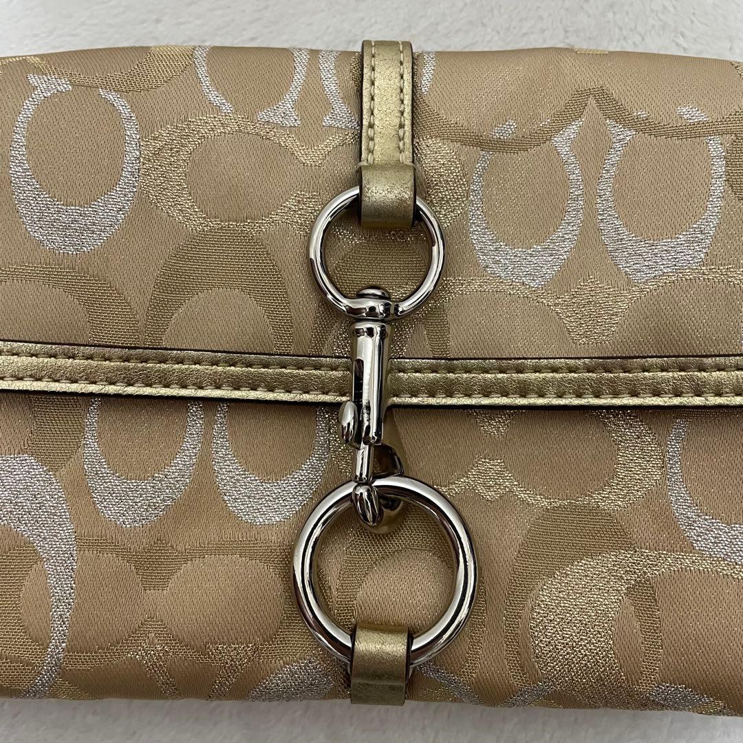 COACH コーチ　アクセサリーポーチ　ハンドバッグ　フック　ゴールド