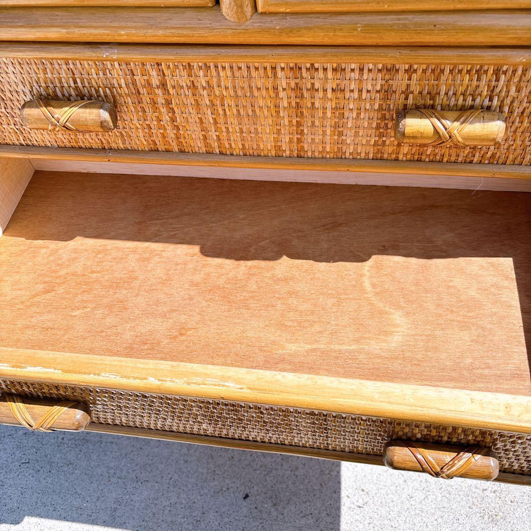 【希少家具】ラタン 籐 6段チェスト タンス ヴィンテージ